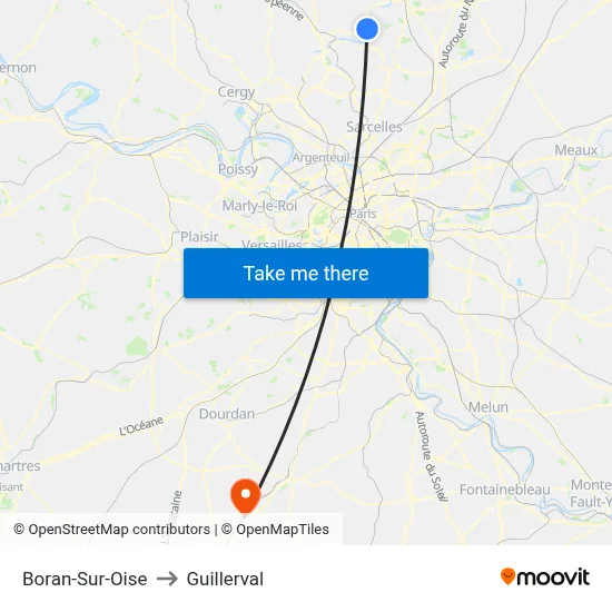 Boran-Sur-Oise to Guillerval map