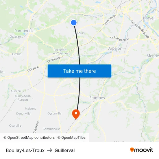 Boullay-Les-Troux to Guillerval map