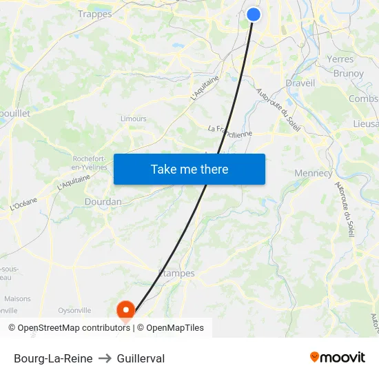 Bourg-La-Reine to Guillerval map