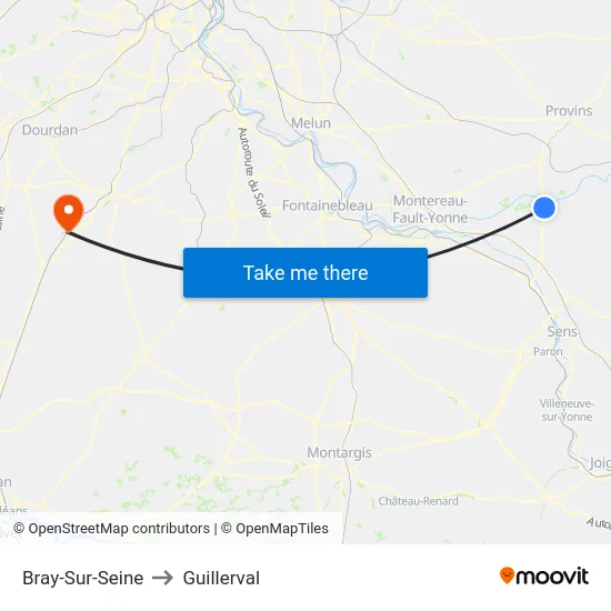 Bray-Sur-Seine to Guillerval map
