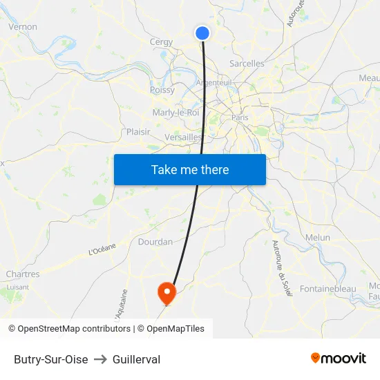 Butry-Sur-Oise to Guillerval map