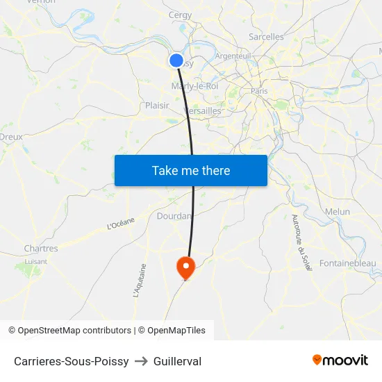 Carrieres-Sous-Poissy to Guillerval map