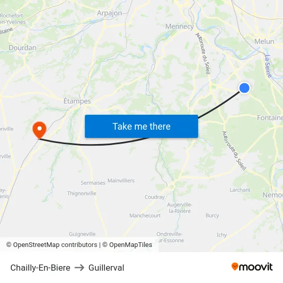 Chailly-En-Biere to Guillerval map