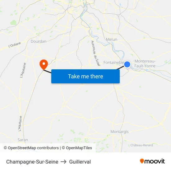 Champagne-Sur-Seine to Guillerval map
