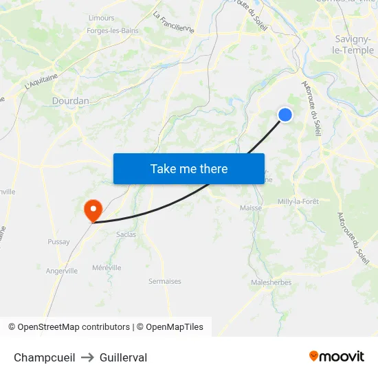 Champcueil to Guillerval map