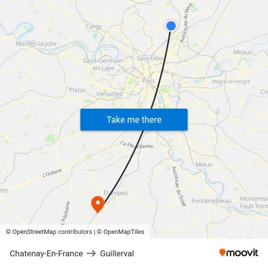 Chatenay-En-France to Guillerval map