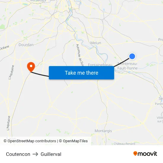Coutencon to Guillerval map