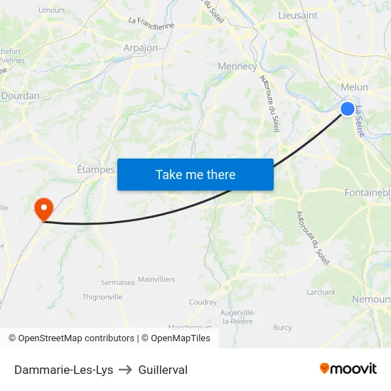Dammarie-Les-Lys to Guillerval map