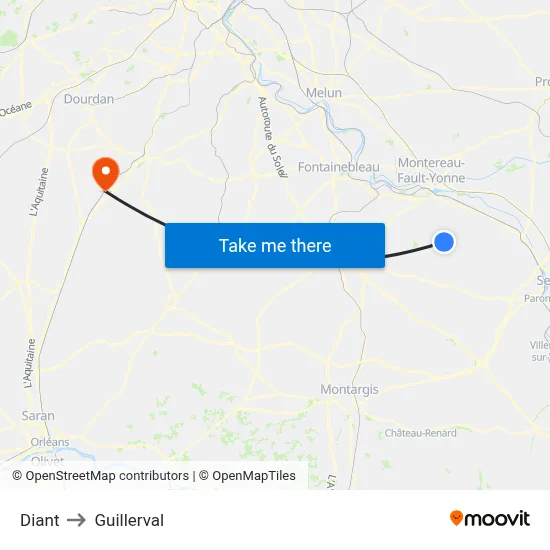 Diant to Guillerval map