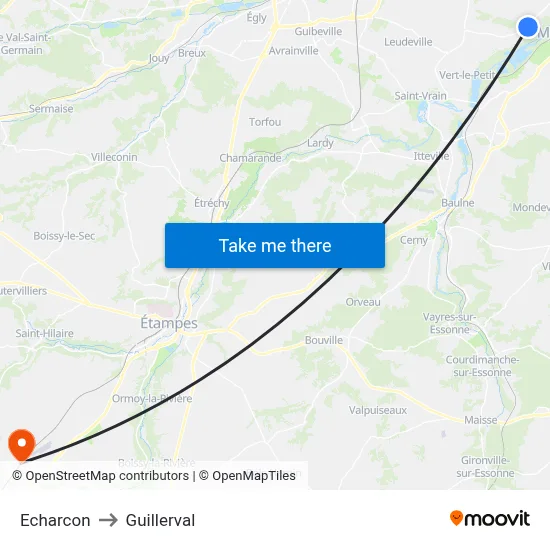 Echarcon to Guillerval map