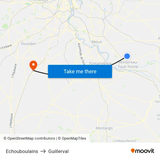Echouboulains to Guillerval map