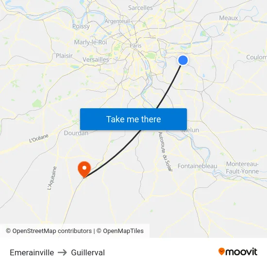 Emerainville to Guillerval map