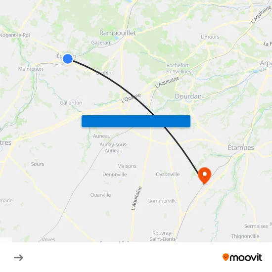 Epernon to Guillerval map