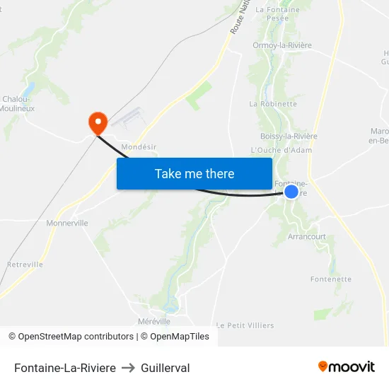 Fontaine-La-Riviere to Guillerval map