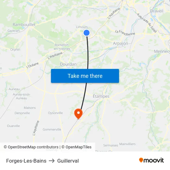 Forges-Les-Bains to Guillerval map