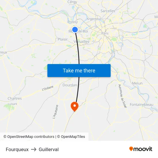 Fourqueux to Guillerval map