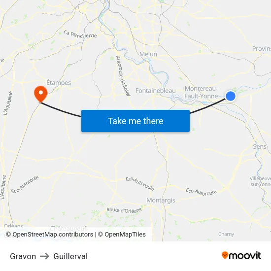 Gravon to Guillerval map