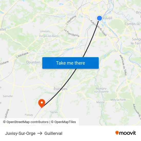 Juvisy-Sur-Orge to Guillerval map