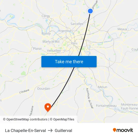 La Chapelle-En-Serval to Guillerval map