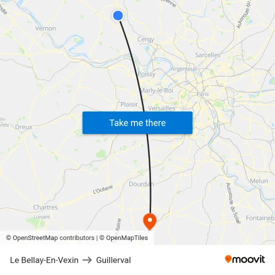 Le Bellay-En-Vexin to Guillerval map