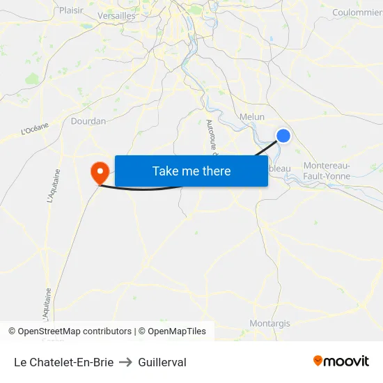 Le Chatelet-En-Brie to Guillerval map