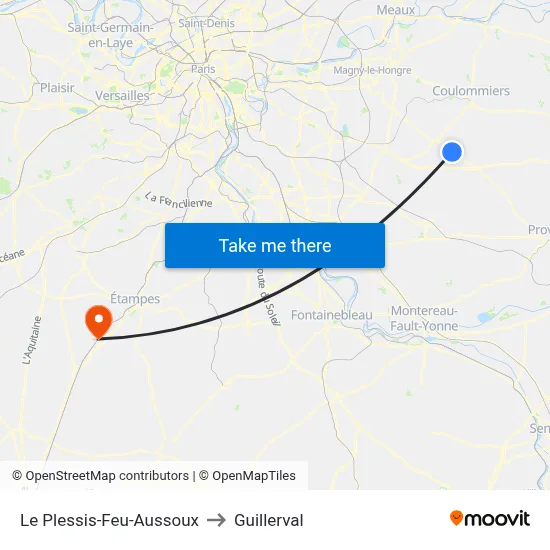 Le Plessis-Feu-Aussoux to Guillerval map