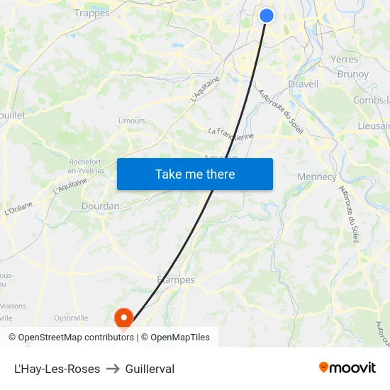 L'Hay-Les-Roses to Guillerval map