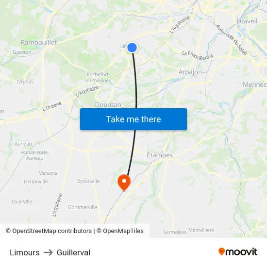 Limours to Guillerval map