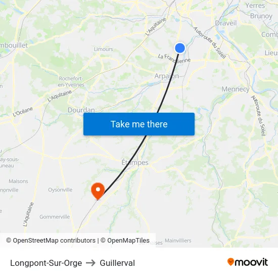 Longpont-Sur-Orge to Guillerval map