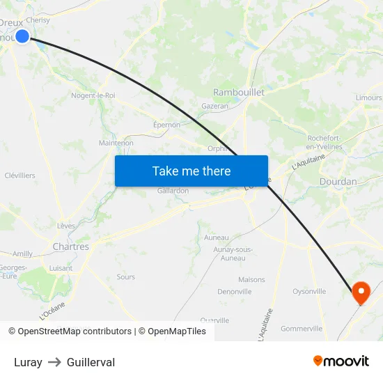 Luray to Guillerval map