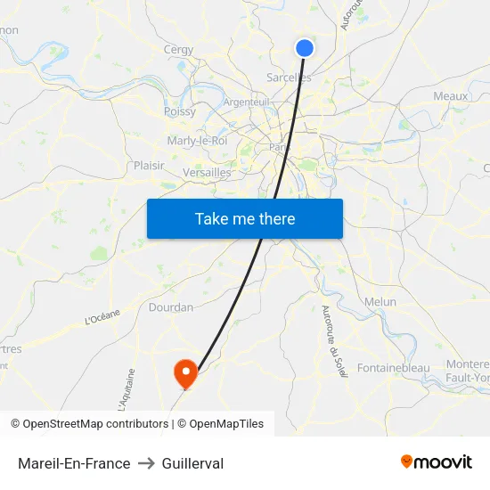 Mareil-En-France to Guillerval map