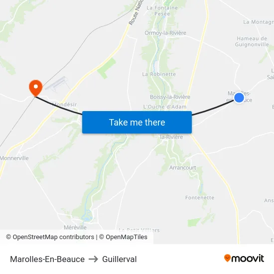 Marolles-En-Beauce to Guillerval map