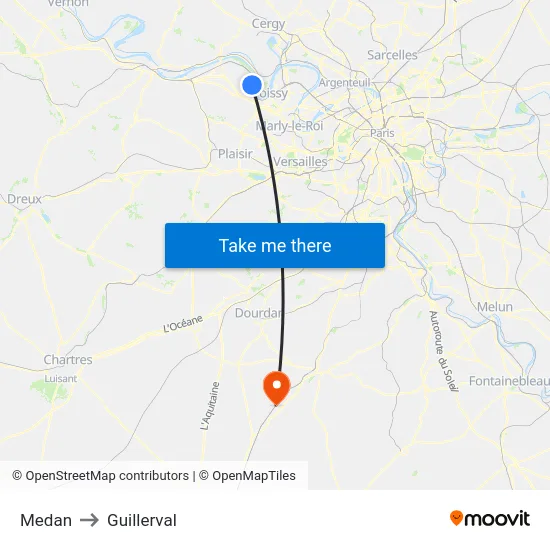 Medan to Guillerval map