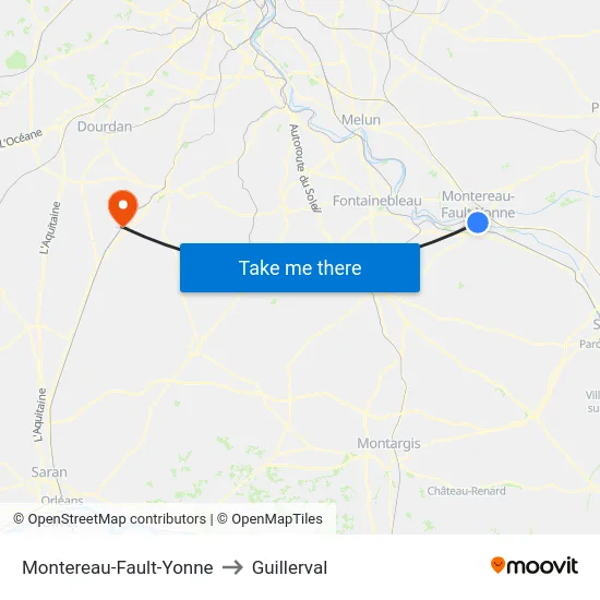 Montereau-Fault-Yonne to Guillerval map