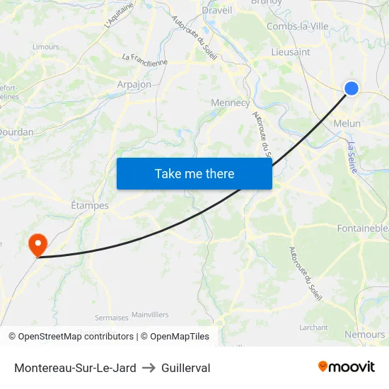 Montereau-Sur-Le-Jard to Guillerval map