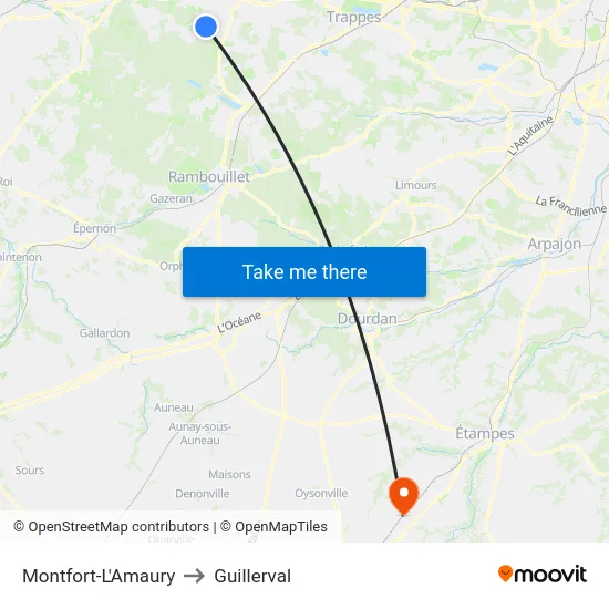Montfort-L'Amaury to Guillerval map