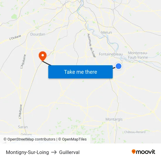 Montigny-Sur-Loing to Guillerval map