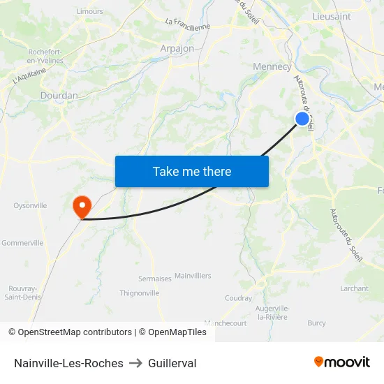 Nainville-Les-Roches to Guillerval map