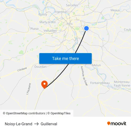 Noisy-Le-Grand to Guillerval map