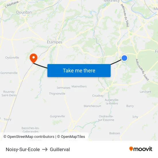 Noisy-Sur-Ecole to Guillerval map