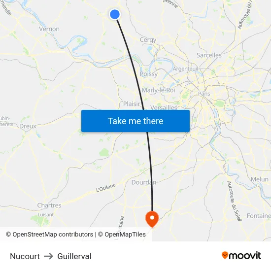 Nucourt to Guillerval map