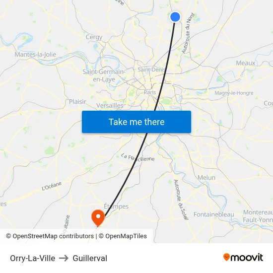 Orry-La-Ville to Guillerval map