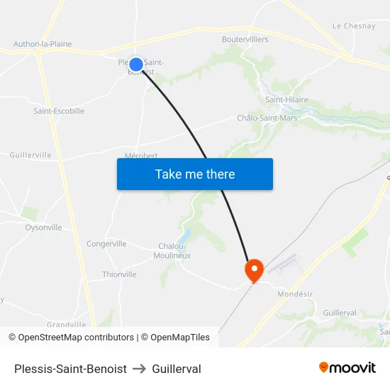 Plessis-Saint-Benoist to Guillerval map