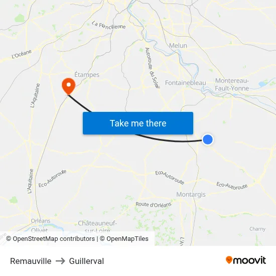 Remauville to Guillerval map