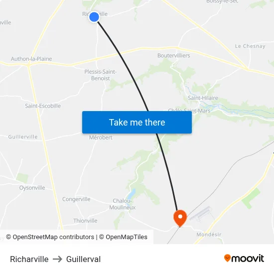 Richarville to Guillerval map