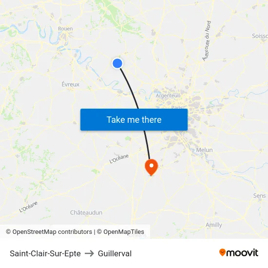 Saint-Clair-Sur-Epte to Guillerval map