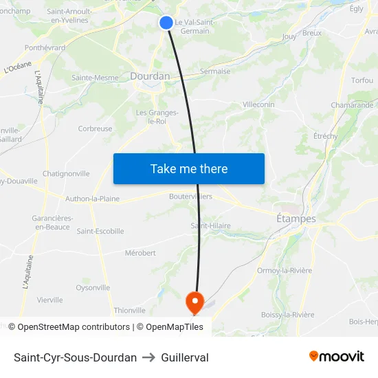 Saint-Cyr-Sous-Dourdan to Guillerval map
