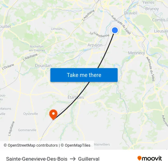 Sainte-Genevieve-Des-Bois to Guillerval map