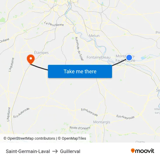 Saint-Germain-Laval to Guillerval map