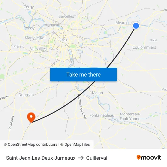 Saint-Jean-Les-Deux-Jumeaux to Guillerval map